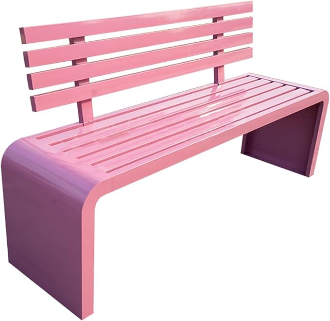 Pink Metal Garden Bench, Outdoor Patio Seating for Yard & Park, 660lb Capacity, Stylish Entryway Furniture, 120cm/47in Long, Durable & Elegant Design
