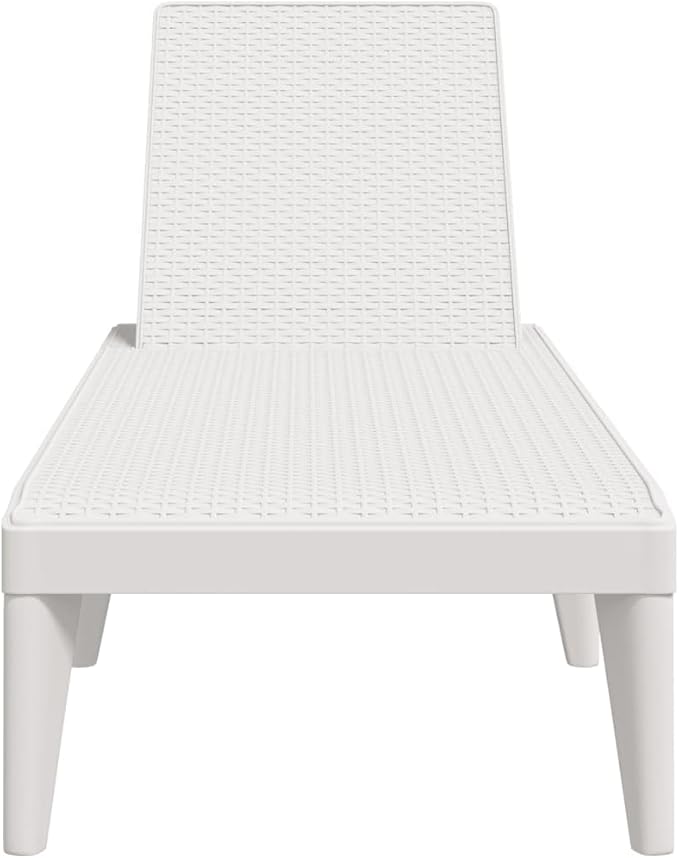 White Polypropylene Sun Lounger 23.6x73.2x11.4in Outdoor Reclining Chaise for Patio Pool Garden Balcony - Photo 4