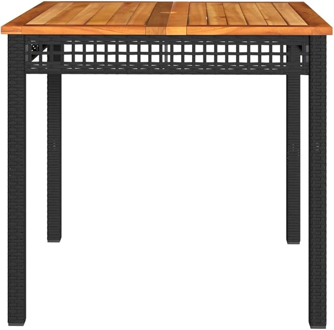 Square Garden Table 31.5 Inch, Outdoor Patio Dining Table with Powder-Coated Steel Frame and PE Rattan for Backyard - Photo 6