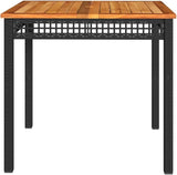 Square Garden Table 31.5 Inch, Outdoor Patio Dining Table with Powder-Coated Steel Frame and PE Rattan for Backyard - Photo 6