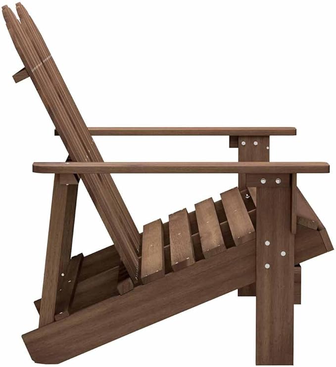 Brown Solid Fir Wood Standard Ergonomic 2-Seater Adirondack Chair for Outdoor Patio and Garden with Rustic Design and - Photo 4