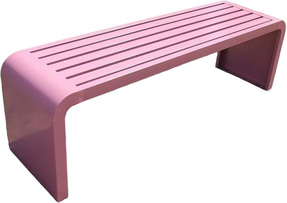 Garden Bench Backless, Patio Benches for Outdoors 100/120/150/180 Cm Outside Bench Seat Iron Steel Frame, Weatherproof Park Benches for Entryway Lawn Yard Balcony Decor(Pink,180 cm/70.87 in)