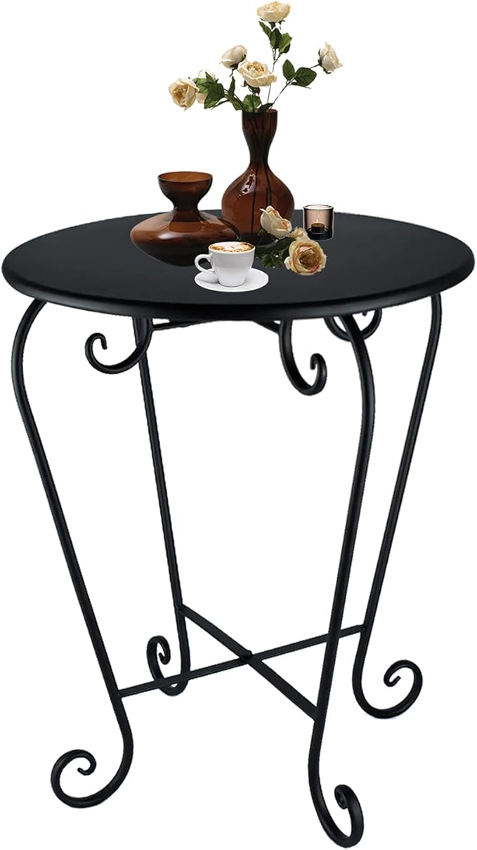 Small Patio Side Table, Round Metal Side Table, Weather Resistant Anti-Rust Outdoor Side Tables - Photo 1