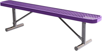 COATEDOUTDOORFURNITURE Coated Outdoor Furniture Heavy-Duty Portable Outdoor Bench Thermoplastic Coated, Expanded Metal, Commercial-Grade Seating, Made in America (Portable Without Back, 6 Ft, Purple)
