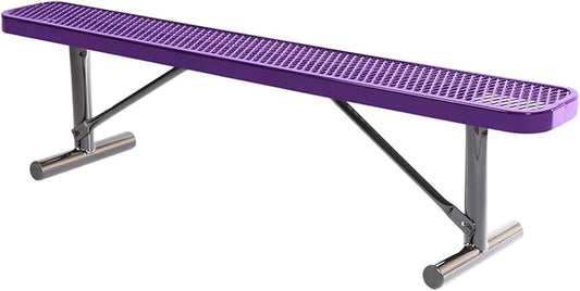 COATEDOUTDOORFURNITURE Coated Outdoor Furniture Heavy-Duty Portable Outdoor Bench Thermoplastic Coated, Expanded Metal, Commercial-Grade Seating, Made in America (Portable Without Back, 6 Ft, Purple)