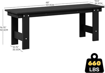 Costaelm Garden Bench, Front Porch Bench Entryway Park Bench, Patio Backless Garden Seat for Outdoors/Indoor, Low Farmhouse Bench, Black