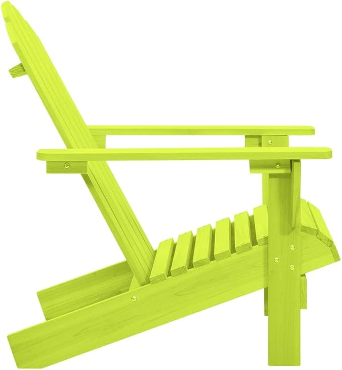 Solid Fir Wood Green Adirondack Chair Outdoor Patio Furniture with Sturdy Frame Comfortable Seating for Garden Backyard - Photo 4