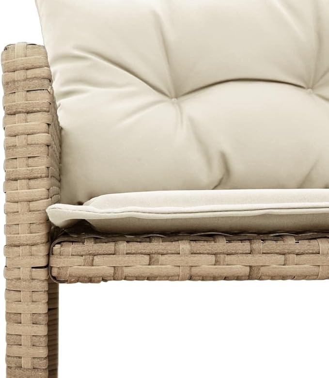 vidaXL L-Shaped Patio Sofa Set in Beige Poly Rattan – Outdoor 3-Seater Lounge with Table, Cushions & Washable Covers