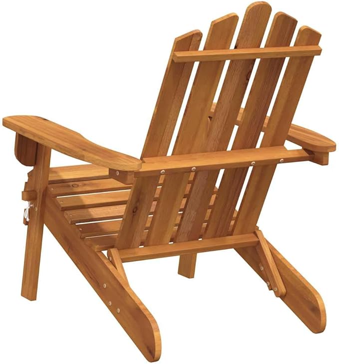 Solid Acacia Wood Foldable Adirondack Chair with Oiled Finish for Outdoor Patio Garden Comfortable Seating and Easy - Photo 6