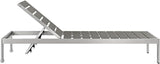 Modway Shore Aluminum Outdoor Patio Chaise Lounge Chair and Side Table Set in Silver Gray - Photo 3