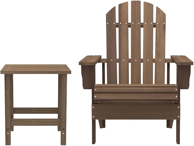 Outdoor Adirondack Chair with Side Table, Solid Fir Wood Patio Lounge Chair for Garden, Deck, and Backyard - Photo 2