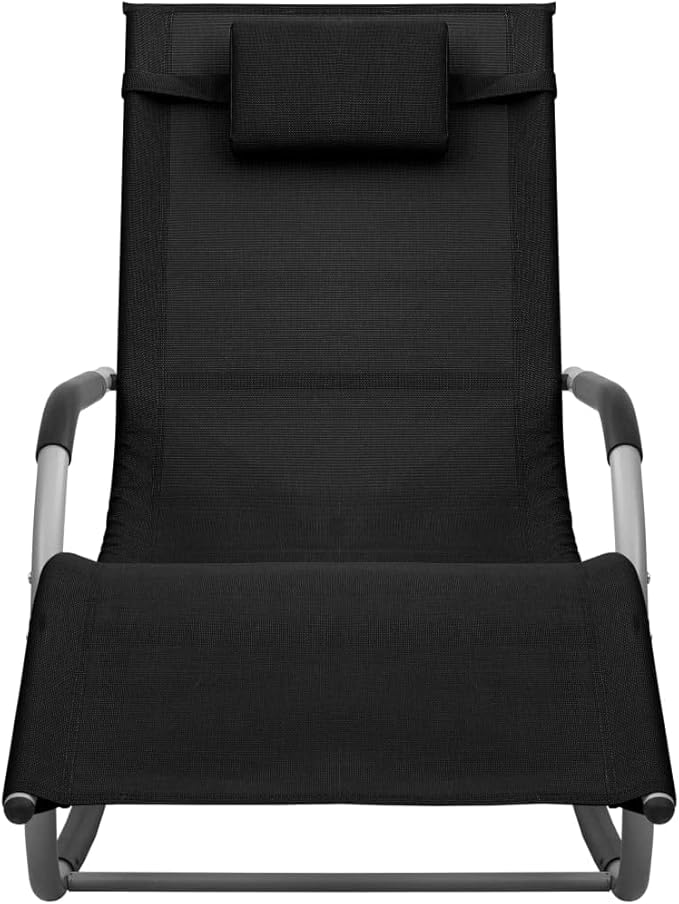Folding Zero Gravity Chaise Lounge 24.4"x58.7"x34.6", Black Steel Frame, Textilene Fabric, Outdoor Sun Lounger for Patio - Photo 3