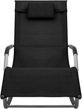 Folding Zero Gravity Chaise Lounge 24.4"x58.7"x34.6", Black Steel Frame, Textilene Fabric, Outdoor Sun Lounger for Patio - Photo 3