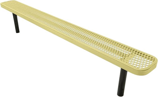 COATEDOUTDOORFURNITURE Heavy-Duty Outdoor Bench Thermoplastic Coated, Expanded Metal, Commercial-Grade Seating, Made in America (Inground Without Back, 8 Ft, Textured Sandstone)