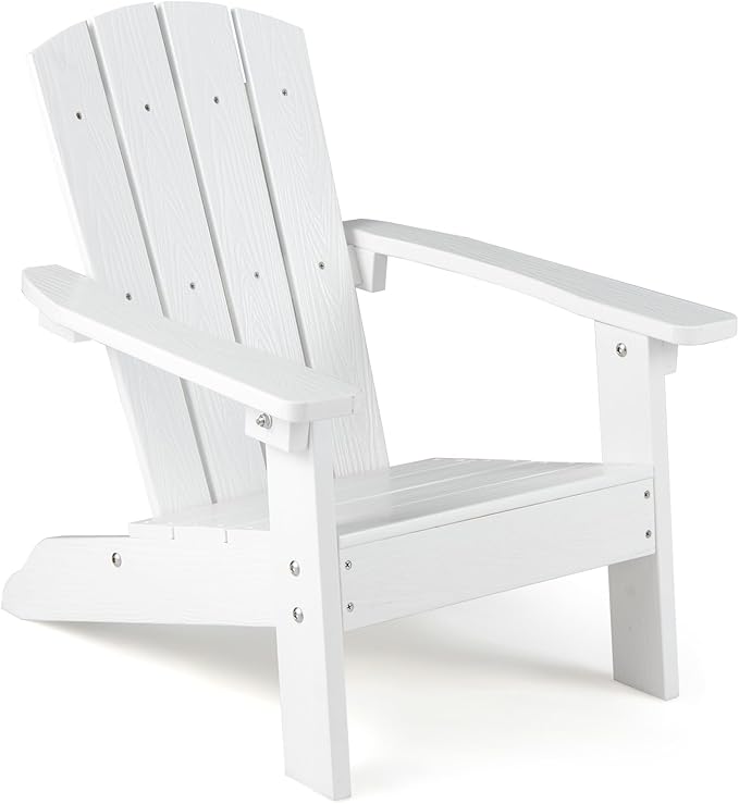 Giantex Kids Adirondack Chair, All-Weather HIPS Children's Outdoor Chair w/Ergonomic Design, Toddler Lawn Chairs for Age 3-8, Kids Beach Chair for Garden Patio Backyard (1,White)