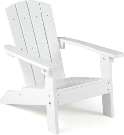 Giantex Kids Adirondack Chair, All-Weather HIPS Children's Outdoor Chair w/Ergonomic Design, Toddler Lawn Chairs for Age 3-8, Kids Beach Chair for Garden Patio Backyard (1,White)