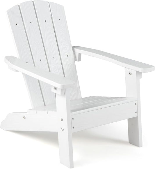 Giantex Kids Adirondack Chair, All-Weather HIPS Children's Outdoor Chair w/Ergonomic Design, Toddler Lawn Chairs for Age 3-8, Kids Beach Chair for Garden Patio Backyard (1,White)