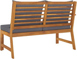 Solid Acacia Wood Patio Sectional with Dark Gray Cushion 45.1" Outdoor Sectional Furniture for Patio Backyard Porch - Photo 5