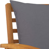 47in Acacia Wood Garden Bench Dark Grey Cushions Oiled Finish Rustic Outdoor Seating for Patio Porch Balcony Solid - Photo 6