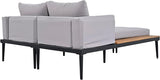 2 in 1 Outdoor Padded Chaise Lounges, Patio Metal Daybed with Wood Topped Side Spaces for Drinks - Photo 7