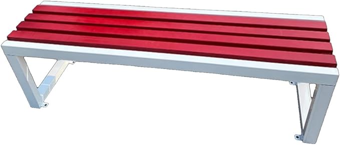 Park Bench All-Weather Outdoor Benches Metal Frame Wooden Seating Garden Bench 860 lbs Capacity 2-3 Person Chair Furniture for Patio, Balconies, Lawn, Yard, Schools(Red,47inch)