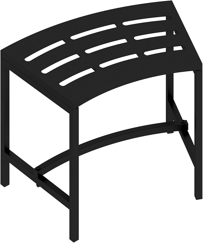 Metal Outdoor Curved Fire Pit Bench Set of 4, Fire Pit Seating Waterproof, Steel Backless Outside Tree Bench for Garden,Patio,Porch,Backyard,Heavy Duty Plant Holder, Style 2, Black