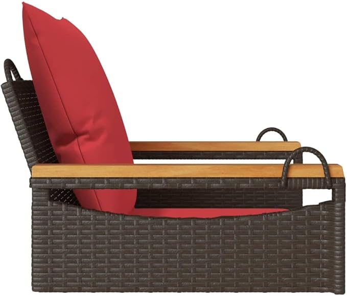 Brown PE Rattan Patio Swing Bench with Cushions, UV-Resistant Water-Repellent Materials - Photo 6