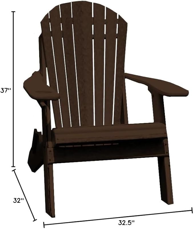 Furniture Barn USA Poly Folding Adirondack Chair with Smart Phone Holder, Brazilian Walnut