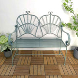 Sturdy Outdoor Metal Garden Bench for 2, Weatherproof Iron Frame with Backrest & Armrests, Perfect for Park, Yard, Porch - Photo 1