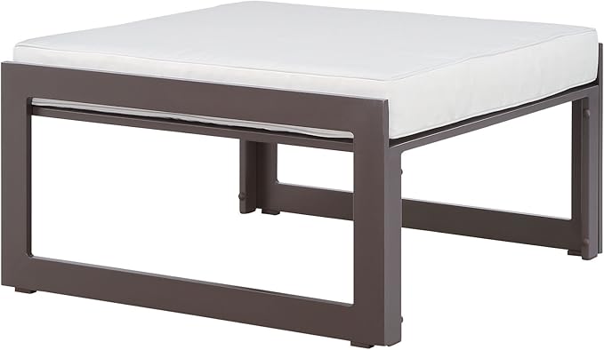 Modway Fortuna Aluminum Outdoor Patio Ottoman in Brown White