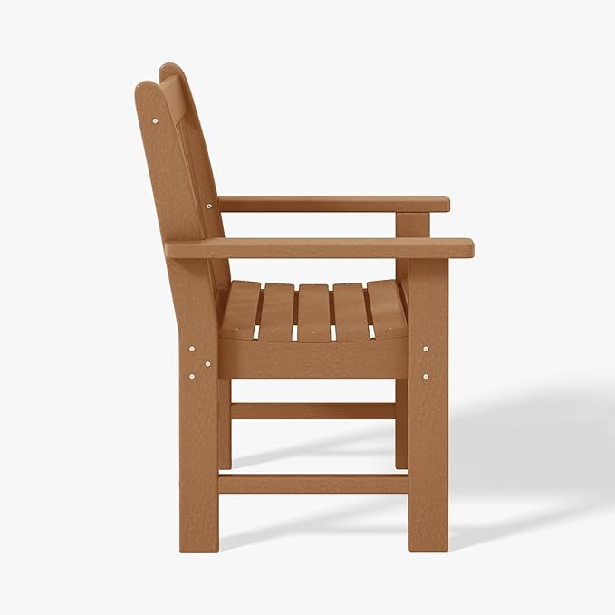WestinTrends Malibu Outdoor Patio HDPE Adirondack Dining Arm Chair, Teak