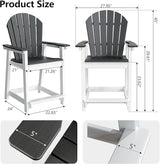 Tall Adirondack Chair Set of 4, Eco-Friendly Recycled Stylish Patio Bar Stools & Heavy Duty Lifeguard Chair - Photo 2