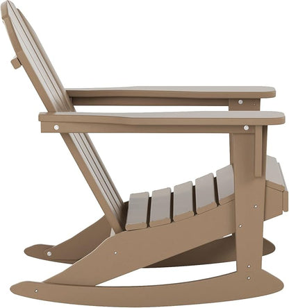 WO WESTIN OUTDOOR HDPE Laguna Outdoor Rocking Poly Adirondack Chair, Weathered Wood