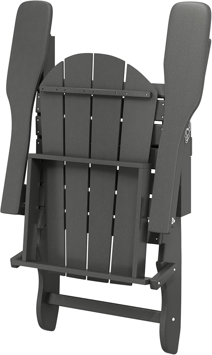 WO WESTIN OUTDOOR HDPE Laguna Outdoor Folding Poly Adirondack Chair, Gray