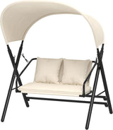 AECOJOY Outdoor Porch Swings for Adults 600LBS 2 Seat Patio Swings with Canopy Stand Thick Cushion Pillows Metal Steel - Photo 9