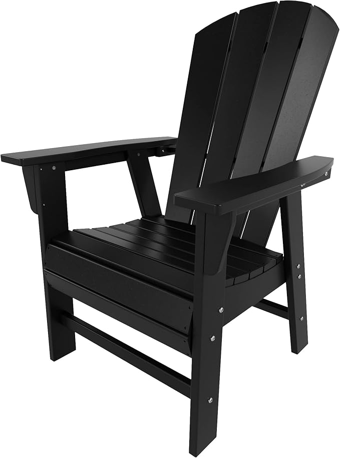 WestinTrends Malibu Outdoor Patio HDPE Plastic Adirondack Dining Chair Black