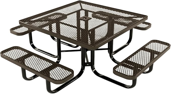 COATEDOUTDOORFURNITURE Heavy-Duty Portable Outdoor Kids Table with Umbrella Hole, Expanded Metal Kids Picnic Table - Photo 1