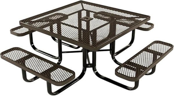 COATEDOUTDOORFURNITURE Heavy-Duty Portable Outdoor Kids Table with Umbrella Hole, Expanded Metal Kids Picnic Table - Photo 1