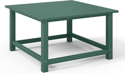 WestinTrends Malibu Low Outdoor HDPE Square Patio Coffee Table, Dark Green