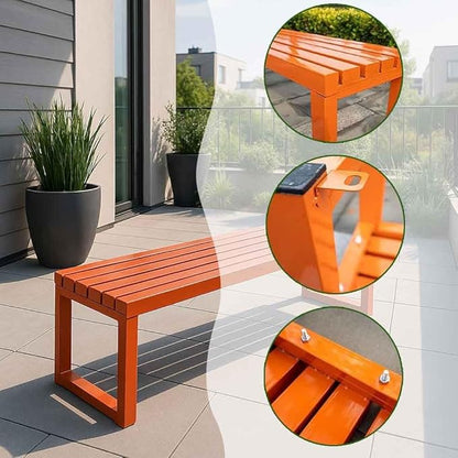 Patio Benches for Outdoors Metal Garden Bench 39" 47" 59" 71" Porch Furniture 2-4 Seating Without Backrest Weatherproof for Park Lawn Garden Yard Tennis Court Seater Chair(Pink,4.9ft)