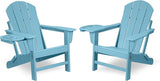FOOWIN Folding Adirondack Chair Set of 2, HDPE Adirondack Chairs with Cup Holder - Photo 1