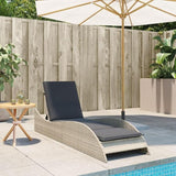 Outdoor Chaise Lounge Light Gray 31.8"x9.3"x11.3" Poly-Rattan Recliner Chair with 3-Angle Backrest, Washable Cushion - Photo 4