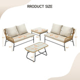 ONBRILL 4-Piece Outdoor Sectional Set, 4-Seats Wicker Patio Couch Sets with Cushion and Tempered Glass Coffee Table - Photo 2