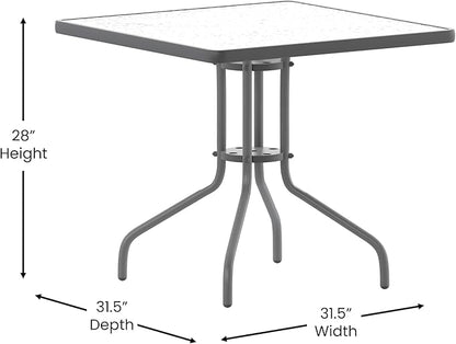 Flash Furniture Barker 31.5'' Square Tempered Glass Metal Table, Silver