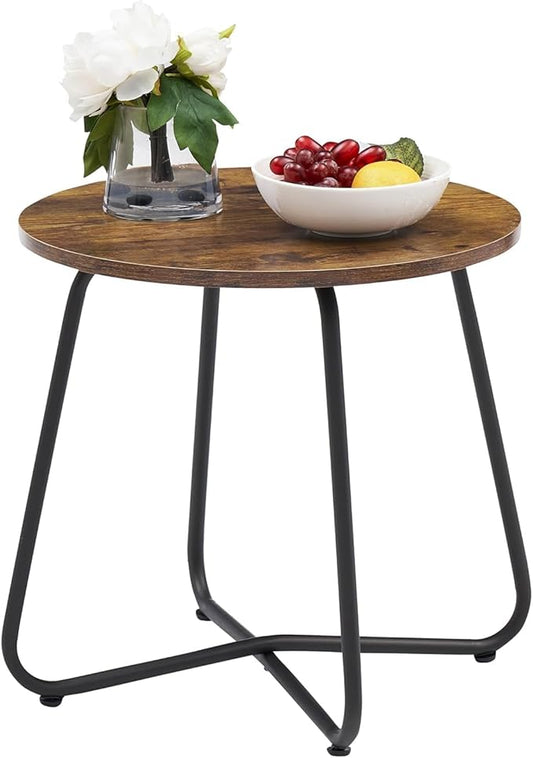VECELO Patio Outdoor Side Snack Table,Small Round Anti-Rust Metal Style for Garden Balcony,Yard,Living Room