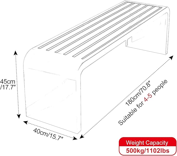Outdoor Bench Weatherproof, Stainless Steel Metal Garden Bench, Anti-Rust Patio Park Bench for Front Porch, Yard, Lawn, Deck(Blue,180cm/71in)