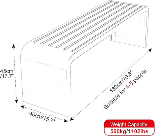 Outdoor Bench Weatherproof, Stainless Steel Metal Garden Bench, Anti-Rust Patio Park Bench for Front Porch, Yard, Lawn, Deck(Red,180cm/71in)