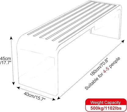 Outdoor Bench Weatherproof, Stainless Steel Metal Garden Bench, Anti-Rust Patio Park Bench for Front Porch, Yard, Lawn, Deck(Green,180cm/71in)