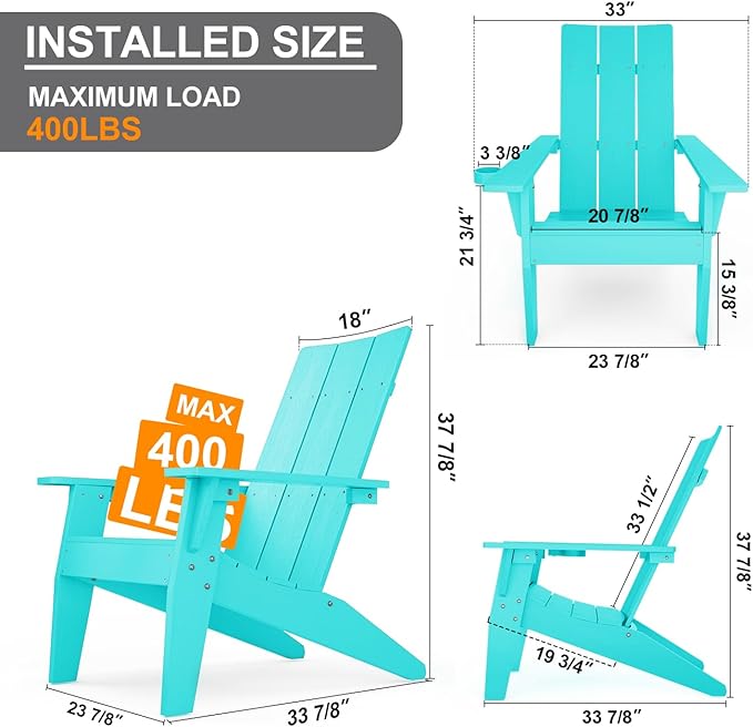 MXIMU Adirondack Chair Set of 6: Modern Adirondack Chairs Fire Pit Chairs Plastic Outdoor Chairs for Lawn Backyard Deck - Photo 2