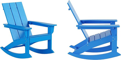 WO WESTIN OUTDOOR HDPE Shoreside Modern Rocking Poly Adirondack Chair (Set of 2),Pacific Blue
